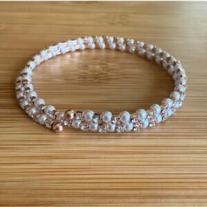 Kohls Faux Pearl Rose Gold Bracelet Wrap Coil